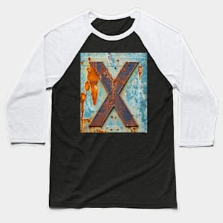 Rusty Letter X Antique Monogram Letter X Initial Alphabet Baseball T-Shirt